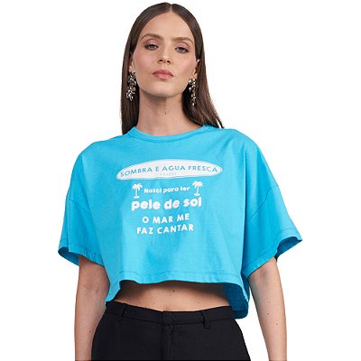 Camiseta Colcci Shadow P24 Azul Feminino