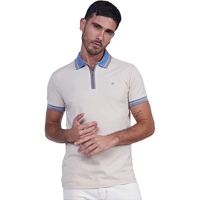 Camisa Polo Colcci Zip P24 Bege Masculino