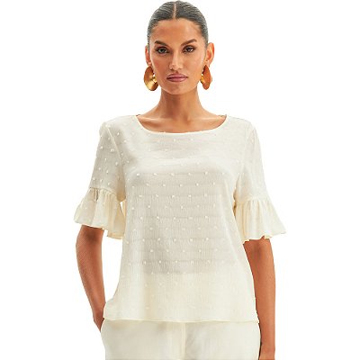 Blusa Lança Perfume Babado VE24 Off White Feminino