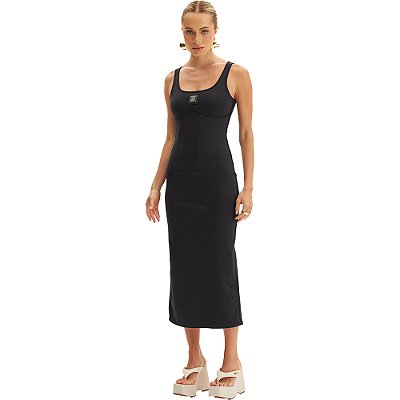 Vestido Midi Easy Lança Perfume Alça VE24 Preto Feminino