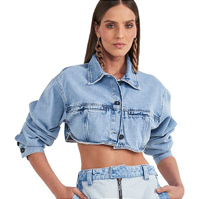 Jaqueta Jeans Cropped Colcci Loose P24 Azul Feminino