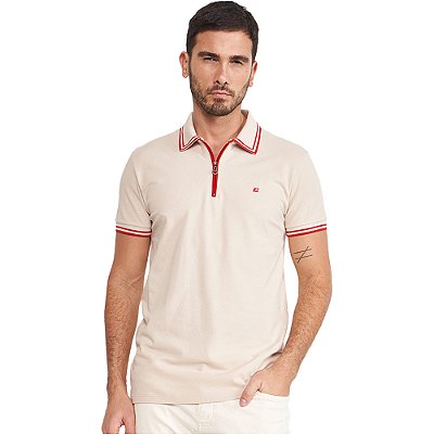 Camisa Polo Colcci Zip VE24 Bege Masculino