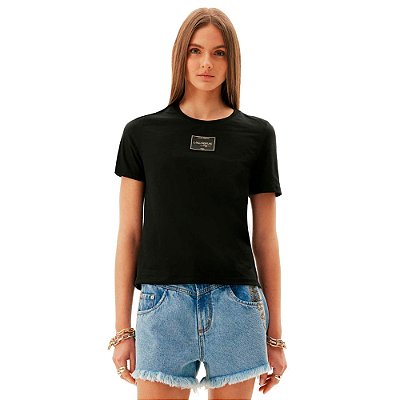 Camiseta Easy Lança Perfume Aplicação AV24 Preto Feminino
