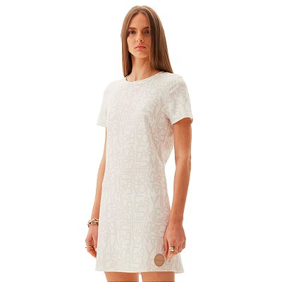 Vestido Easy Lança Perfume Logos AV24 Off White Feminino