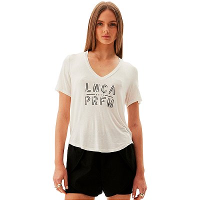 Camiseta Easy Lança Perfume Decote V AV24 Off White Feminino