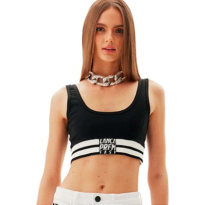 Top Cropped Easy Lança Perfume Alça AV24 Preto Feminino