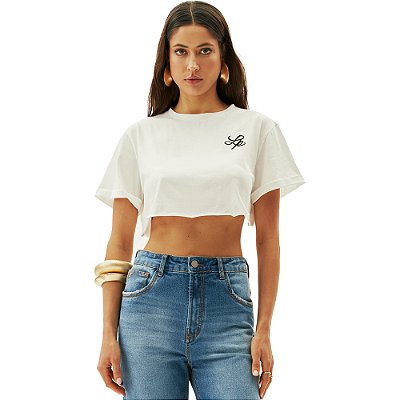 Camiseta Cropped Lança Perfume AV24 Off White Feminino