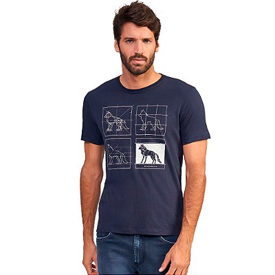 Camiseta Acostamento Wolf Fio 40 VE24 Marinho Masculino