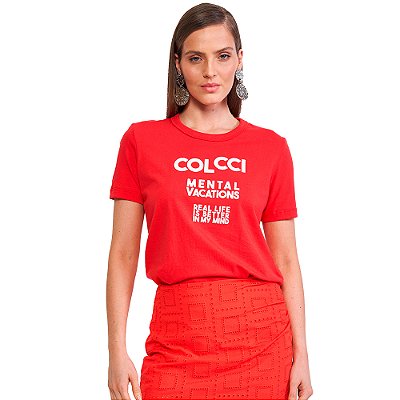 Camiseta Colcci Comfort VE24 Vermelho Feminino