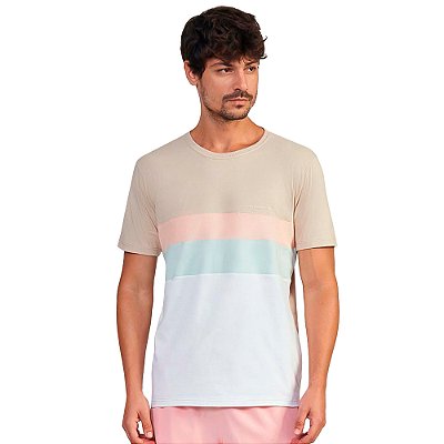 Camiseta Acostamento Listras VE24 Bege Masculino