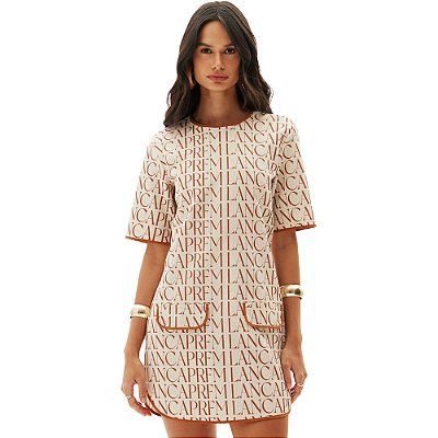 Vestido Curto Lança Perfume Signature AV24 Marrom Feminino