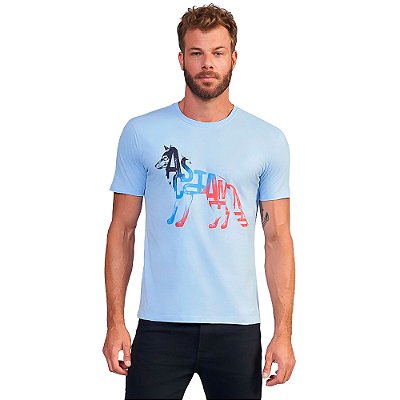 Camiseta Acostamento Wolf Letter VE24 Azul Masculino