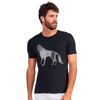Camiseta Acostamento Modern Wolf VE24 Preto Masculino