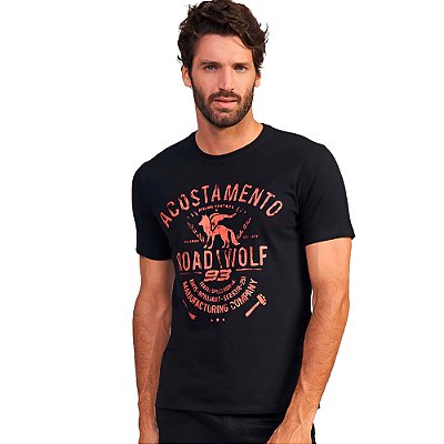 Camiseta Acostamento Road Wolf VE24 Preto Masculino