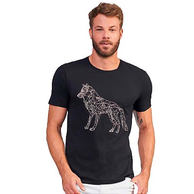 Camiseta Acostamento Geometric Wolf VE24 Preto Masculino