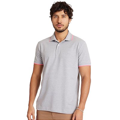 Camisa Polo Aramis Piquet Friso Neon VE24 Cinza Masculino