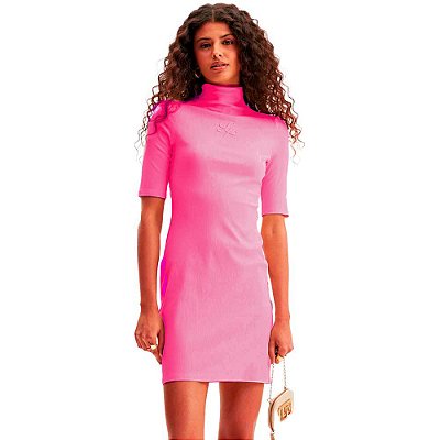 Vestido Curto Lança Perfume Gola Alta OU24 Rosa Feminino