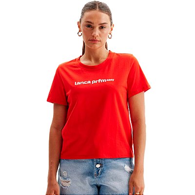 Camiseta Easy Lança Perfume Logo OU24 Vermelho Feminino