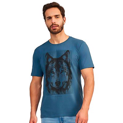 Camiseta Acostamento Big Wolf OU24 Azul Masculino