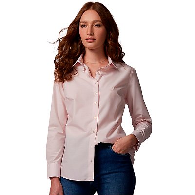 Camisa Dudalina Tricoline Regular Ou24 Rosa Claro Feminino