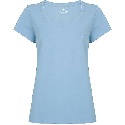 Blusa Dudalina Soft Pima Decote V Ou24 Azul Claro Feminino