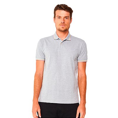 Camisa Polo Colcci Double Lines Ou24 Cinza Mescla Masculino