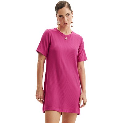 Vestido Curto Lança Perfume Canelado Ou24 Rosa Feminino