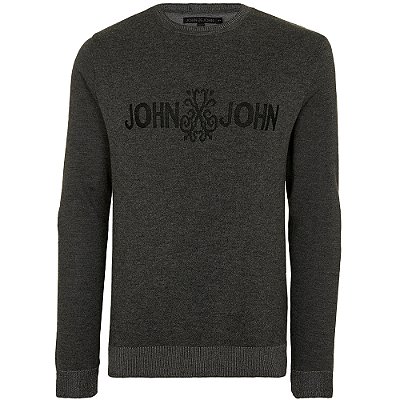 Suéter Tricot John John Logo In24 Cinza Masculino