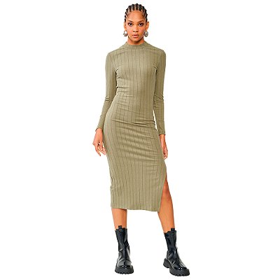 Vestido Canelado Colcci Slim Ou24 Verde Feminino