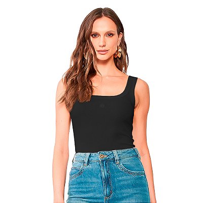 Regata Canelada Colcci Slim Ou24 Preto Feminino