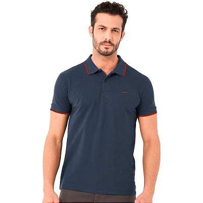 Camisa Polo Colcci Double Lines Ou24 Azul Marinho Masculino