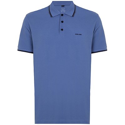 Camisa Polo John John Relaxed 2 Lines In24 Azul Masculino