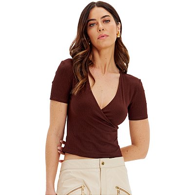 Blusa Lança Perfume Transpasse In24 Marrom Feminino