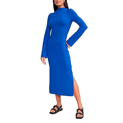 Vestido Canelado Colcci Slim In24 Azul Ultra Blue Feminino