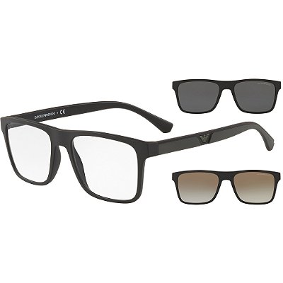 Óculos de Sol Emporio Armani 0EA4115 Clip On Preto Masculino