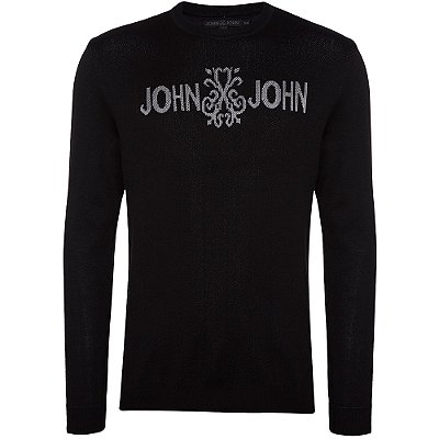 Suéter Tricot John John Logo In24 Preto Masculino