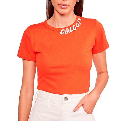 Camiseta Colcci Slim In24 Laranja Feminino