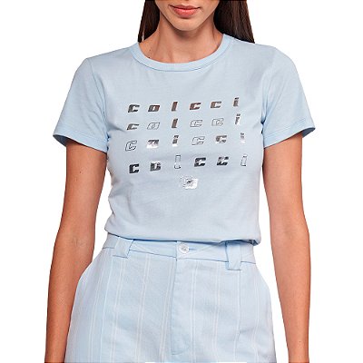 Camiseta Colcci Slim Foil In24 Azul Feminino