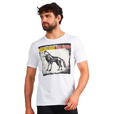 Camiseta Acostamento Wolf Travel In24 Branco Masculino