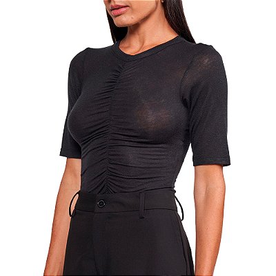 Camiseta Linho Colcci Slim In24 Preto Feminino