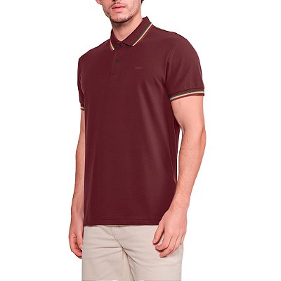 Camisa Polo Colcci Lines In24 Bordô Bloodstone Masculino