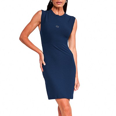Vestido Canelado Colcci Iconic In24 Marinho Feminino