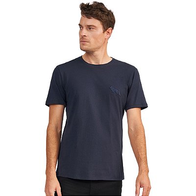 Camiseta Acostamento Logo Wolf In24 Marinho Masculino