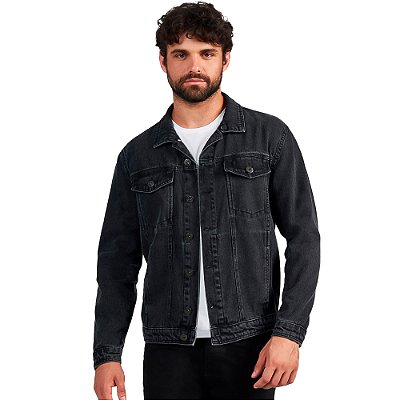 Jaqueta Jeans Acostamento Classic In24 Preto Masculino