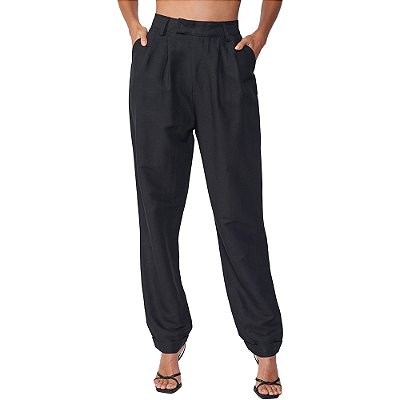 Calça Linho Colcci Tecido Plano In24 Preto Feminino