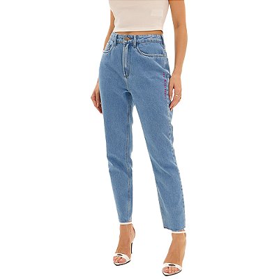 Calça Jeans Easy Lança Perfume Mom Sh Pr25 Azul Feminino