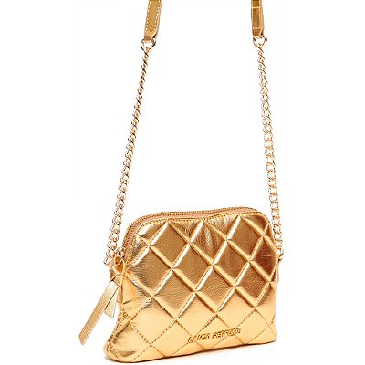 Bolsa Crossbody Lança Perfume Matelase Pr25 Dourado Feminino
