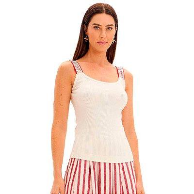Regata Canelada Lança Perfume Pr25 Off White Feminino