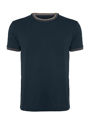 Camiseta Individual Friso Slim Fit In24 Marinho Masculino
