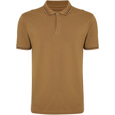 Camisa Polo Individual Slim Fit In24 Marrom Claro Masculino